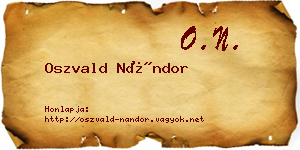 Oszvald Nándor névjegykártya